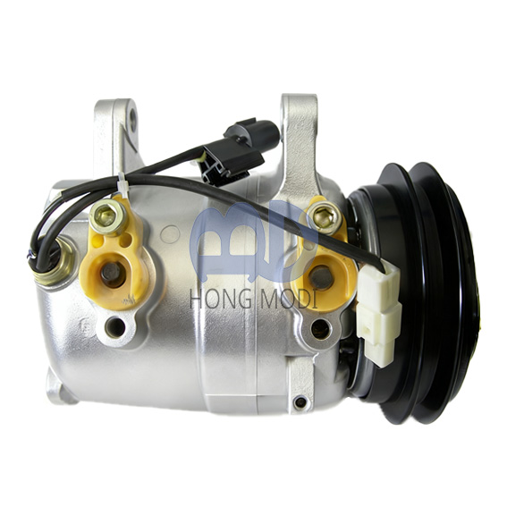 A/C Compressor suitable for Nissan Navara Pickup (DKV14C, D21, 2.4/2.7L, 1985–1998) and Maverick (2.4L, 1993–1998). Part Numbers: 92600-57G11 and 92600-0F000.